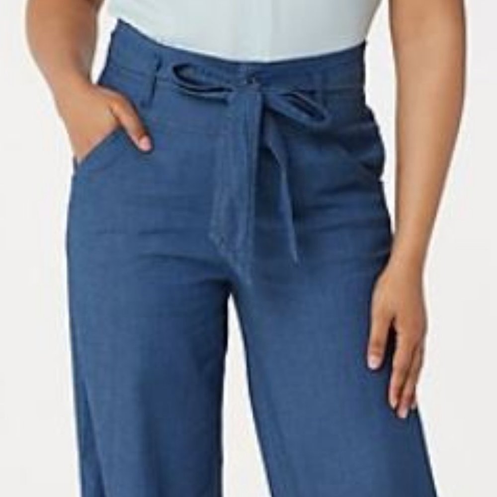 G.I.L.I. Wide Leg Denim Pants with Tie Detail 3611 - Picture 3 of 3